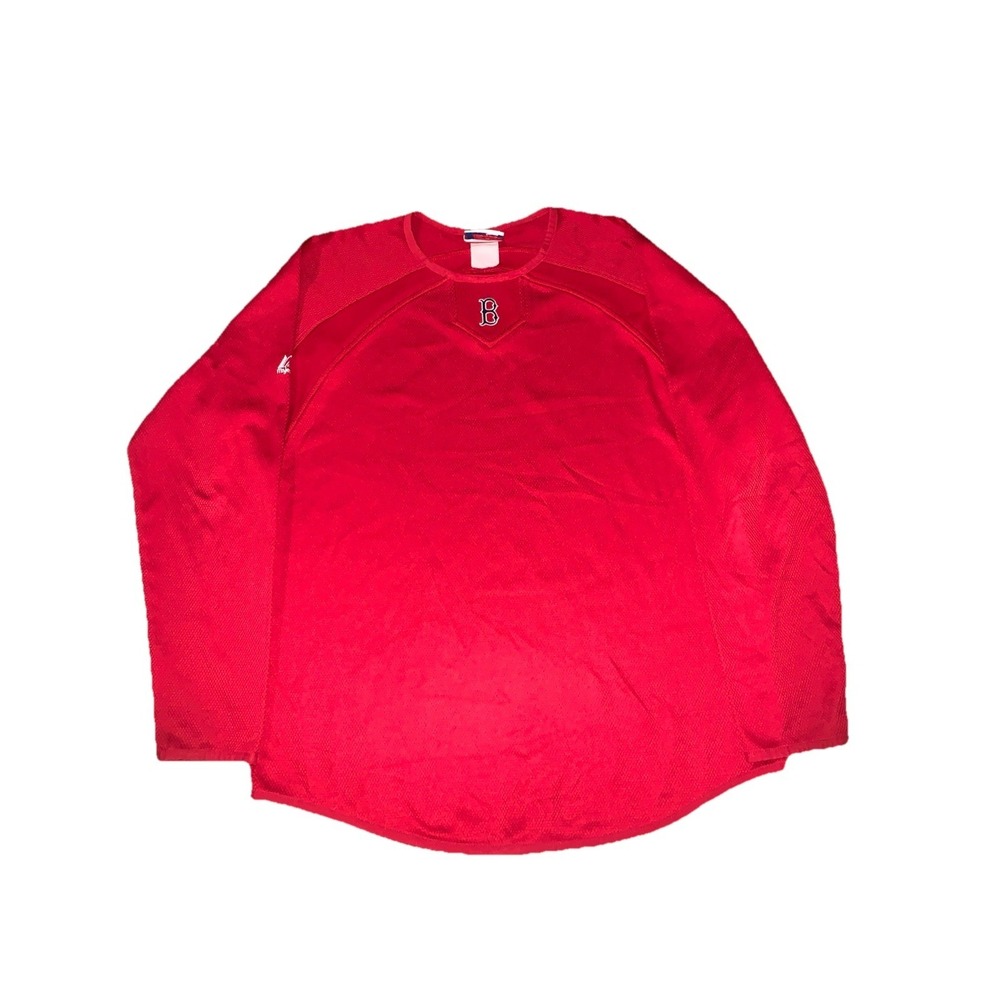 Boston Red Sox Therma Base Pitchers‎ Warmup Pullover Large Red Long Sleeve
